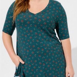 MAKE OFFER! Hello Spring!! Teal Floral V-Neck Tunic